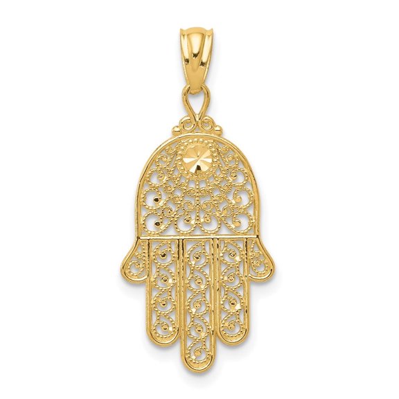 Auriga Fine Jewelry 10K Yellow Gold Hand of God Pendant for Women (L-25 mm, W-14 mm)