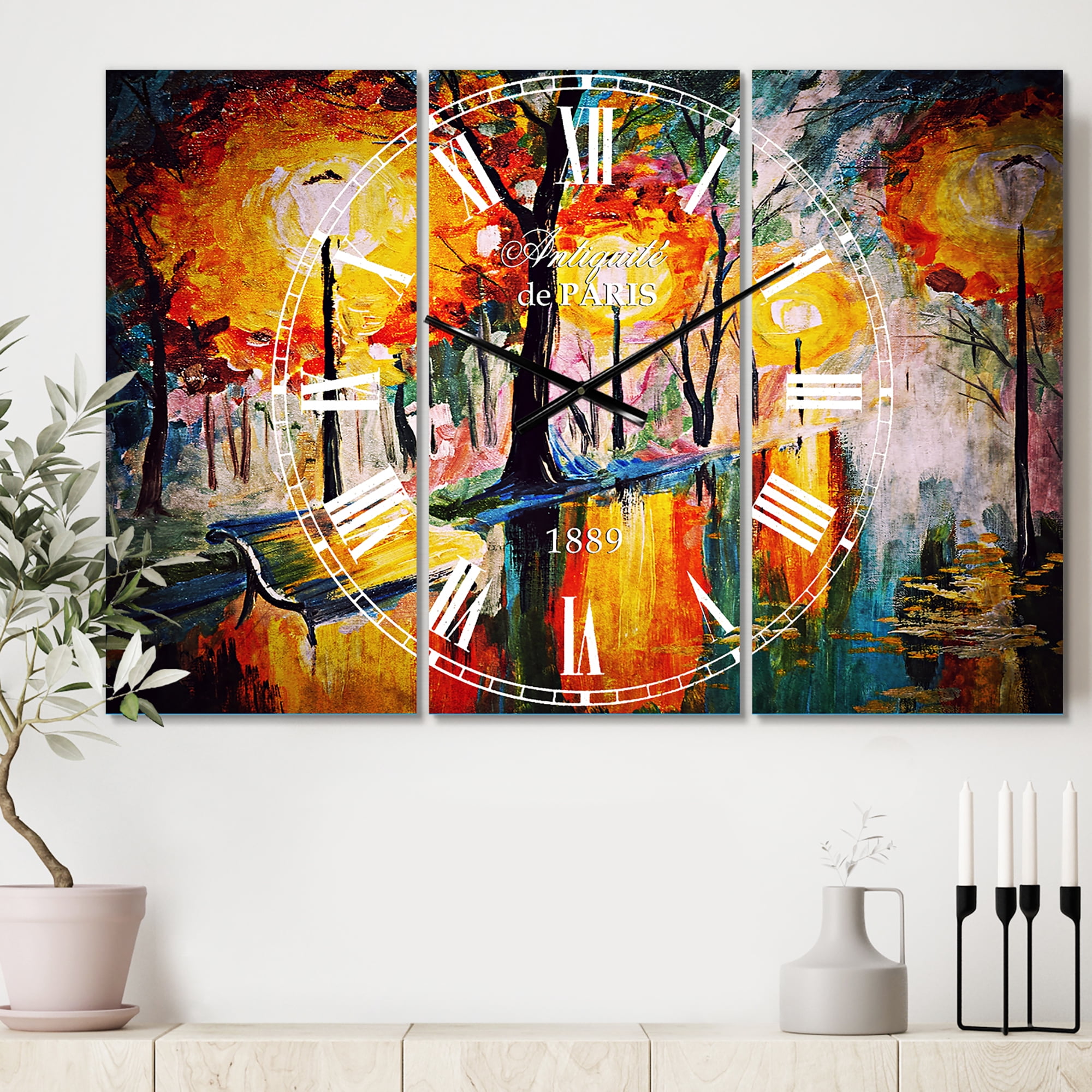 Designart 'Street in Autumn' Mediterranean wall clock