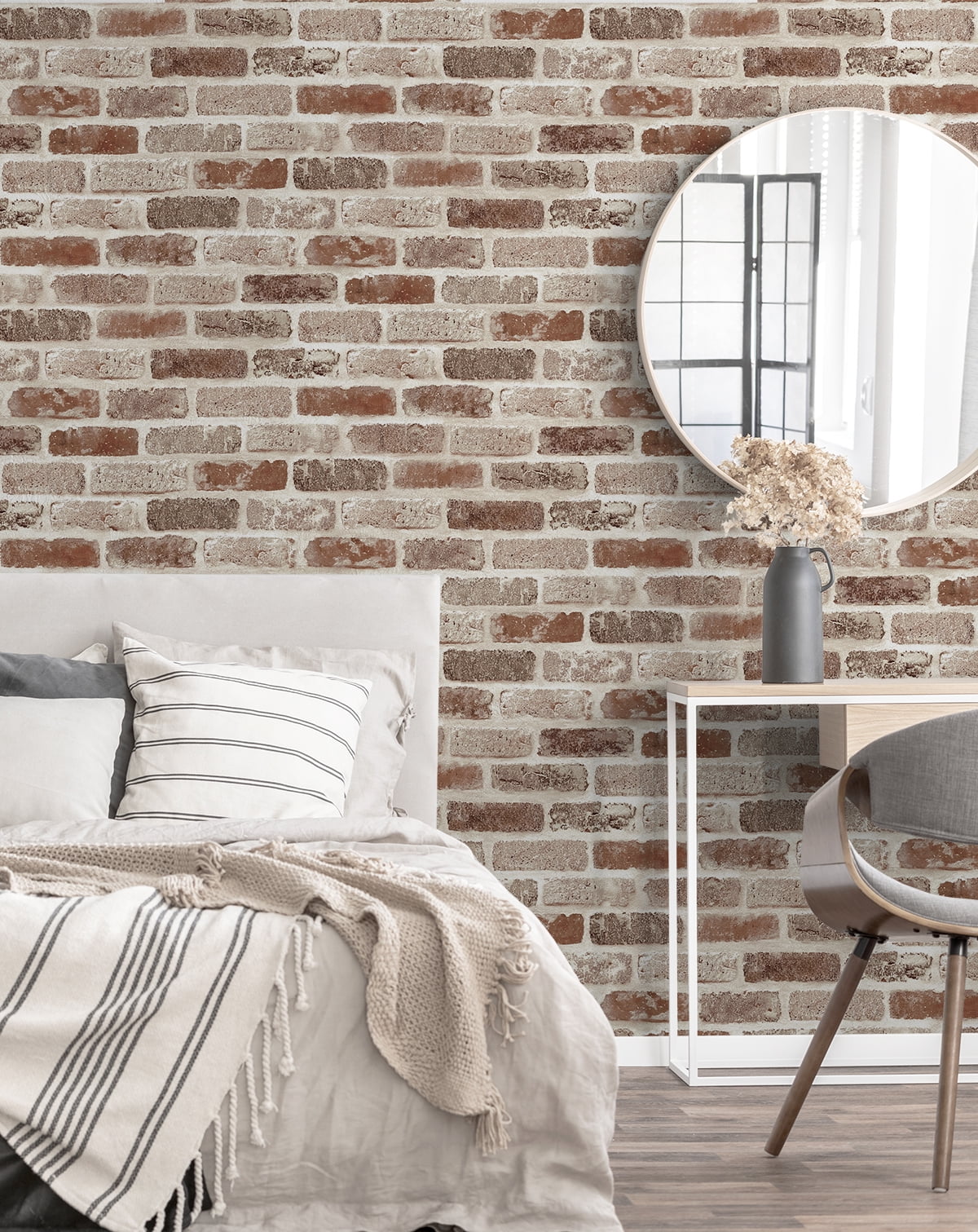 NextWall  Washed Brick Peel and Stick Removable Wallpaper Adobe