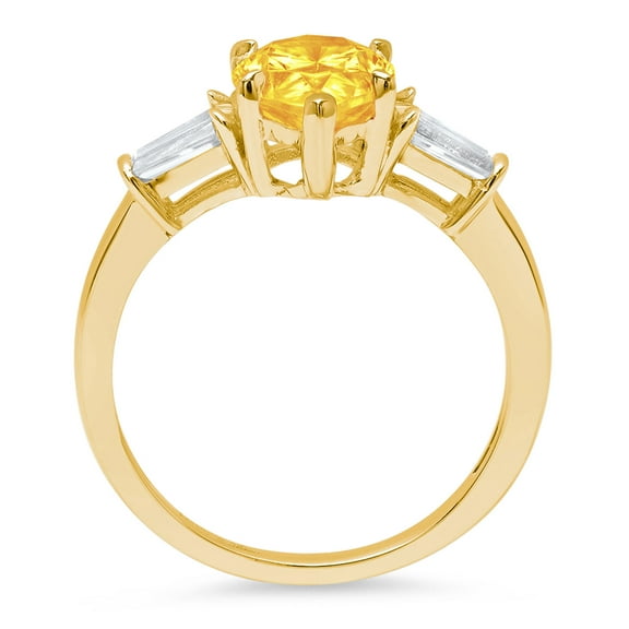 2.5 ct Pear Cut Natural Citrine Three-Stone Engagement Ring for Women in 18K Yellow Gold