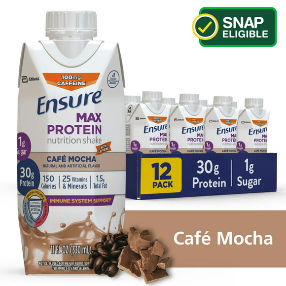 Ensure Max Protein Nutrition Shake, Cafe Mocha, 11 fl oz, 12 Count