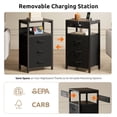thumbnail image 2 of Mesa de Noche Lazzanto con Puertos USB-C y Enchufes CA Negra, 2 of 8