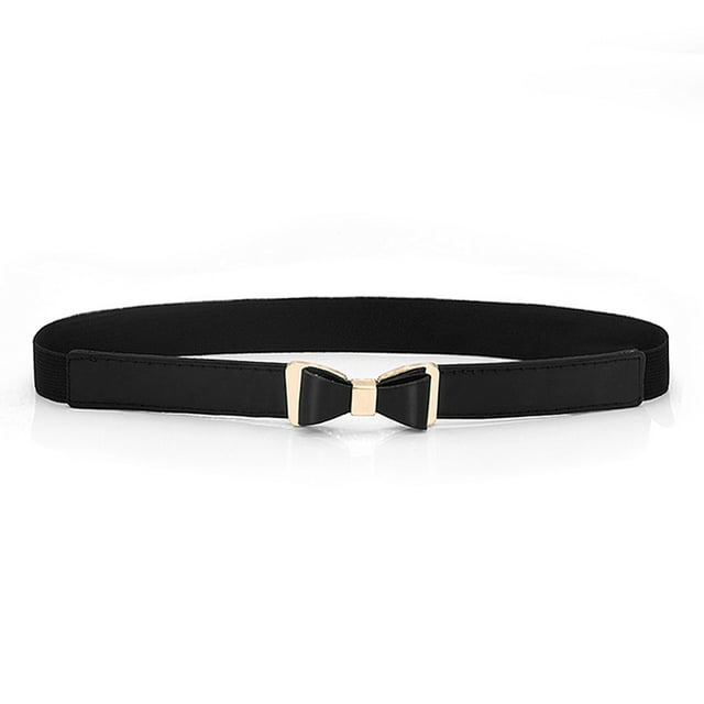 Cinturón de vestir de moda Elástico Universal Frote Bowknot Correas de cuero con hebillas Adornos Día de San Valentín Cinturones para mujer Vestidos Negro Advancent AP008758-02