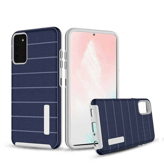 Samsung Galaxy Note 20 (6.7") Case Hybrid Tuff Armor Stripes Rugged Texture Dual Layers Drop Protection ,Xpm Phone Cover for Galaxy Note 20 - Blue