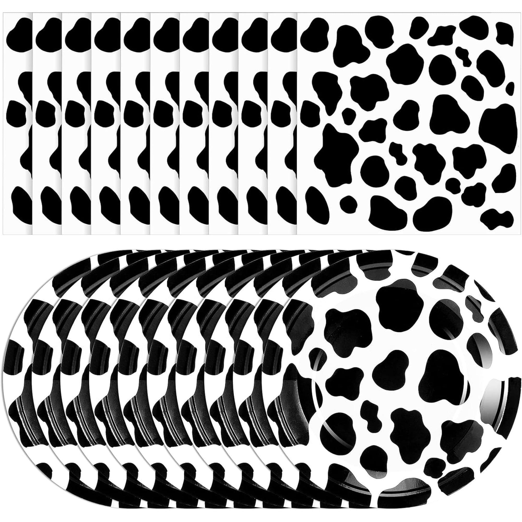 Blcculi Cow Print Birthday Party Supplies,60 Cow Print Plates 7 inch And 60 Cow Print Napkins 13 Inch,Cow Party Decorations,Farm Animal Barn Themed Birthday Baby Shower Party Supplies Decorations
