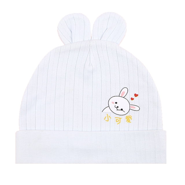 Gorro de bebé recién nacido, patrón de conejito de algodón, suave, cómodo, lindo gorro infantil para verano y otoño, azul claro