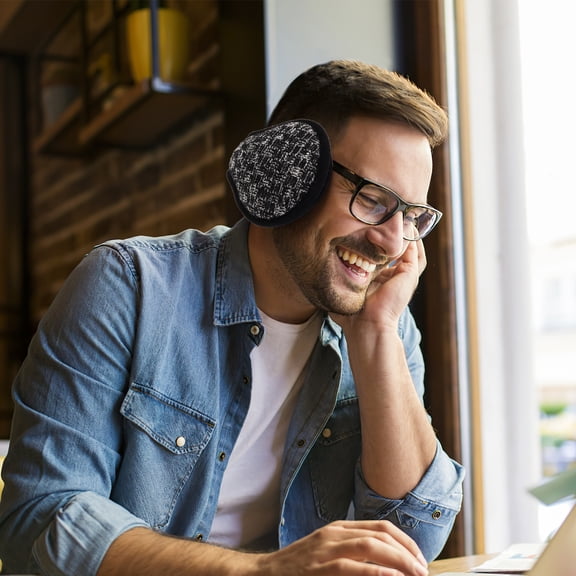 Homoyoyo Foldable Knitted Winter Ear Muffs for Cold Weather, Comfortable Behind-The- Fit, Warm and Stylish