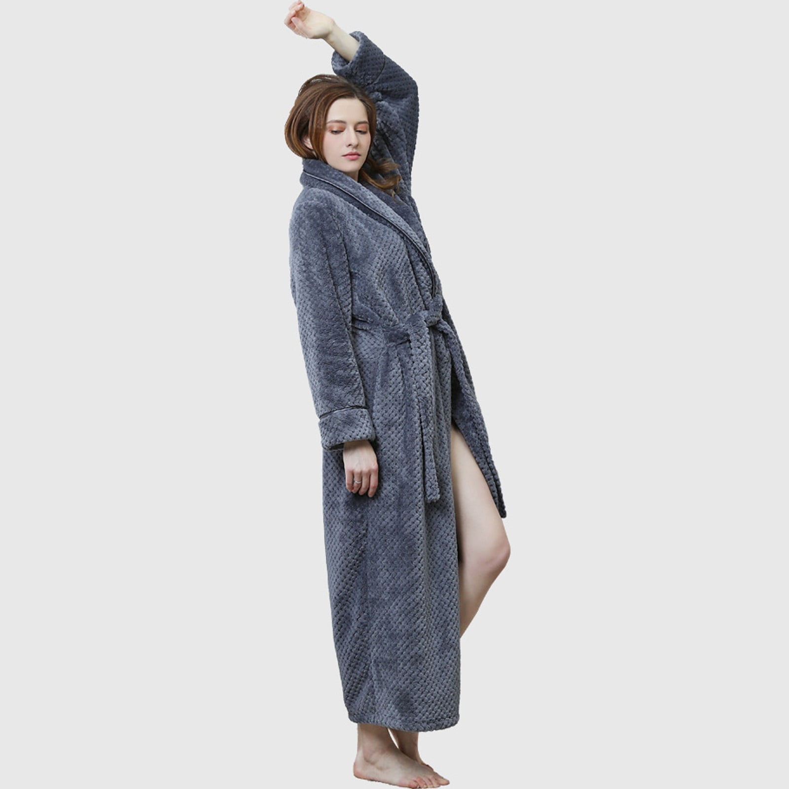 Plus Size Robe for Women Fuzzy Loungewear Oversized Hooded Women's Robes Bath Womens Bathrobe Grey