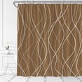 thumbnail image 2 of Brown Striped Shower Curtain Line Wavy Simple Modern Fashion Fabric Bathroom Decor Set with Hooks(72" WX72 H), 2 of 3