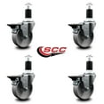 thumbnail image 2 of 4 Inch Semi Steel Swivel 1-1/2 Inch Expanding Stem Caster Set with Brake SCC, 2 of 2