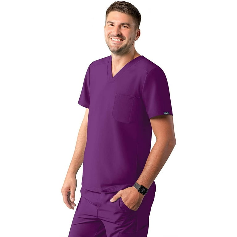 Adar Addition Scrubs for Men Modern Multi Pocket V Neck Scrub