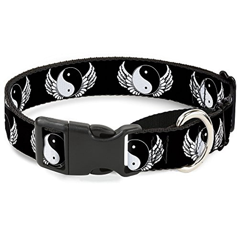 Buckle-Down Yin Yang with Wings Black White Martingale Dog Collar