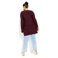 thumbnail image 2 of City Chic Women's Plus Size Longline Cross V-Neck Long Sleeve Jumper, 2 of 6