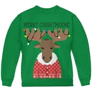 Christmas Merry ChristMoose Moose Youth Sweatshirt Green YLG