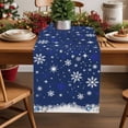thumbnail image 2 of Navy Blue Christmas Dresser Scarf Farmhouse, Dining Table Decorations for Wedding/Parties, Xmas Snowflake Ball Winter Snowflake Table Runner 120 Inches Long for Kitchen Dining, 13 x 120 In, 2 of 9
