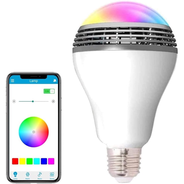 Bombilla inteligente con altavoz Bluetooth y RGB controlado, multicolor, ajustable y regulable mediante aplicación inalámbrica, bombilla de altavoz musical