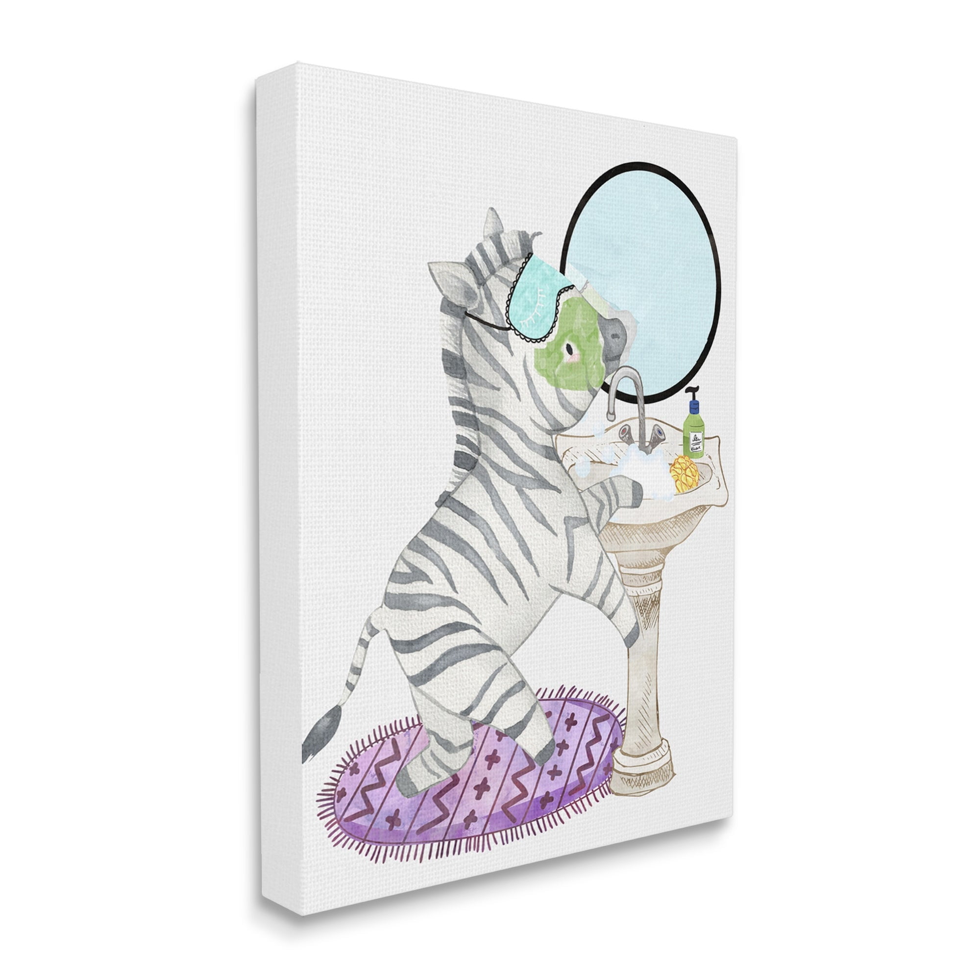 Stupell Industries Children's Bathroom Zebra Washing Sink Bubbles Bath, 30 x 40,Design by Erica Billups