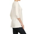 thumbnail image 3 of Women's Solid Basic Casual Side Button Trim Round Neck Blouse Shirt Tunic Top, 3 of 5