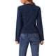 thumbnail image 3 of Chaqueta de mezclilla elástica para mujer INSPIRE CHIC con cuello de solapa, un botón, mangas largas, talla XL, azul profundo, 3 of 6