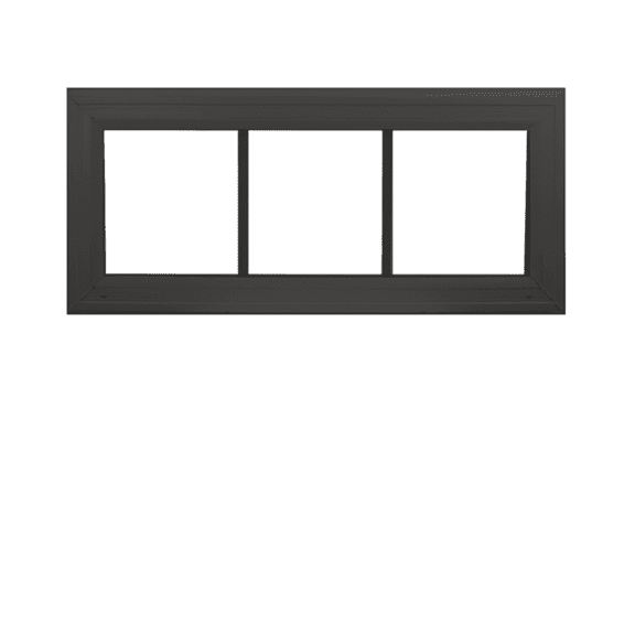 Double Pane Transom Window 36" x 12" Fixed Window with Grids Black Vinyl DP50 Argon Filled Glass Window