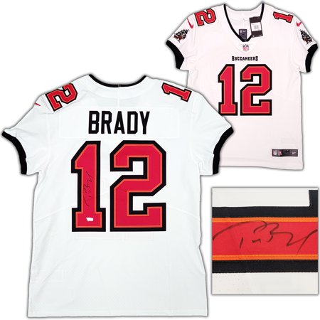 Tampa Bay Buccaneers Tom Brady Autographed White Nike Elite Jersey Size 44 Fanatics Holo 208711