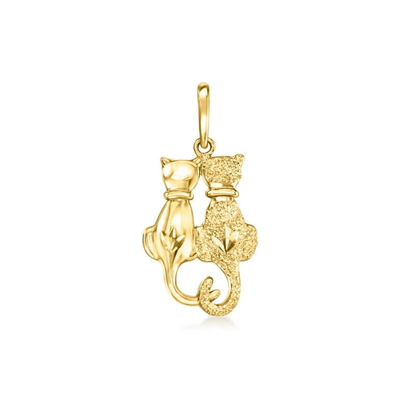 Ross-Simons Italian 10kt Yellow Gold 2 Cats Pendant, Women's, Adult