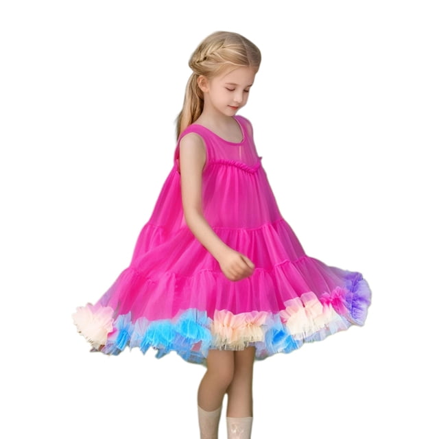 Robe de Tennis Filles Robe Petite Fille Taille 6 Mode Enfants Couleur Unie Nœud Robe Tutu Robe Tutu Filles
