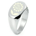 thumbnail image 1 of Sterling Silver Good Vibes Sunflower Engraved Oval Flat Top Polished Ring, 1 of 1