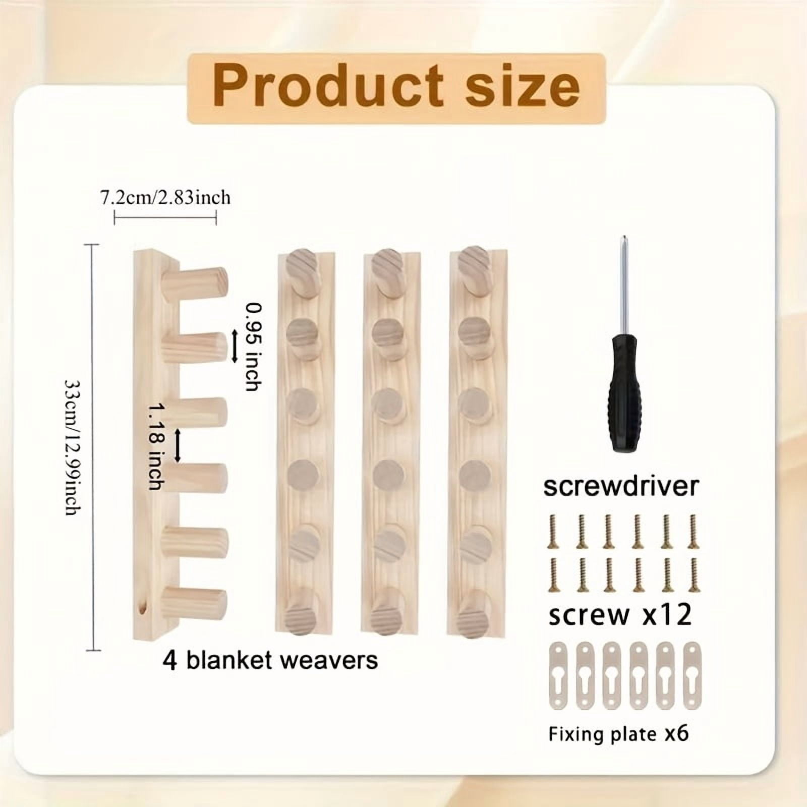1 Pc Portable 48-Inch Handheld Wooden Loom - Beige with Smooth Pegs, Complete Hardware Kit, Natural Wood Grain End for Weaving Thick Blankets and Scarves