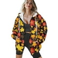 thumbnail image 4 of COEQINE Women's Long Sleeve Hoodie Oversized Sweatshirts Lemon and Flower Green Print Fashion Casual Wear Full Zipper Y2K Jacket Fall Outfits Tops with Pockets, S, 4 of 7