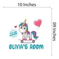 thumbnail image 3 of Personalized Name Unicorn Cartoon Wall Stickers - Kids Room Bedroom Vinyl Wall Decor Nursery Bedroom and Living room, Wall Mural Size : 10" x 9"., 3 of 4