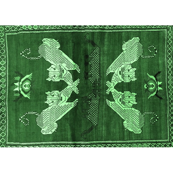 Ahgly Company Indoor Rectangle Animal Emerald Green Traditional Area Rugs, 7' x 9'