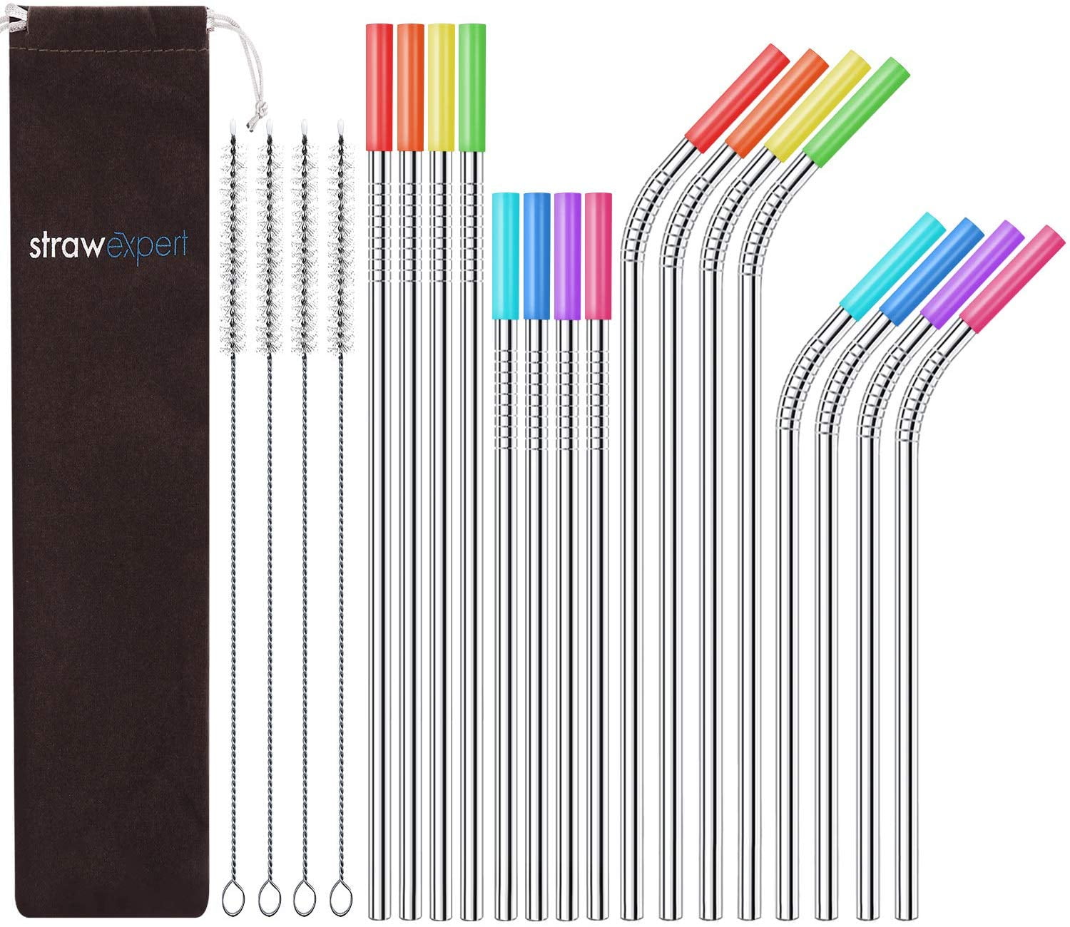 12pcs Reusable Stainless Steel Metal Straws for 30 oz and 20 oz Tumblers 