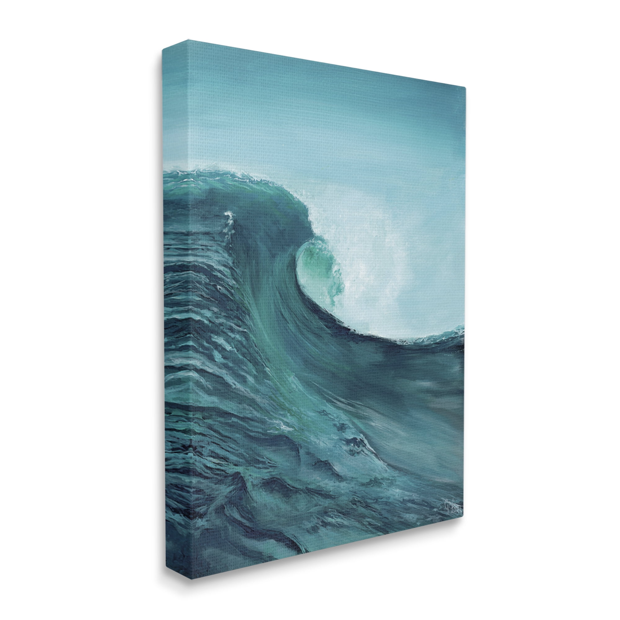 Stupell Industries Tsunami Wave Panting Nature Painting Gallery Wrapped Canvas Print Wall Art, 36 x 48