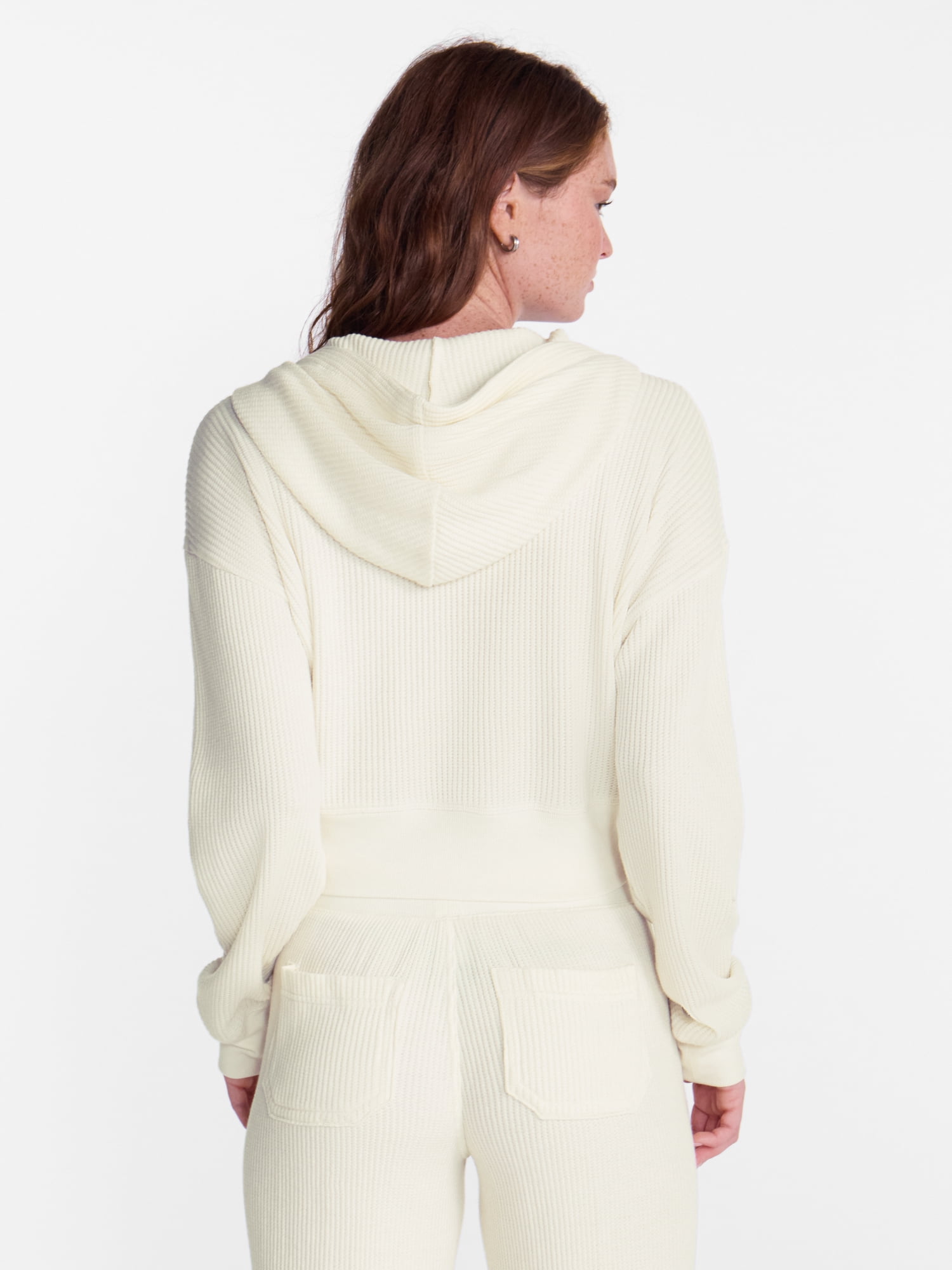No Boundaries Waffle Knit Hoodie, Women's XXS-XXL