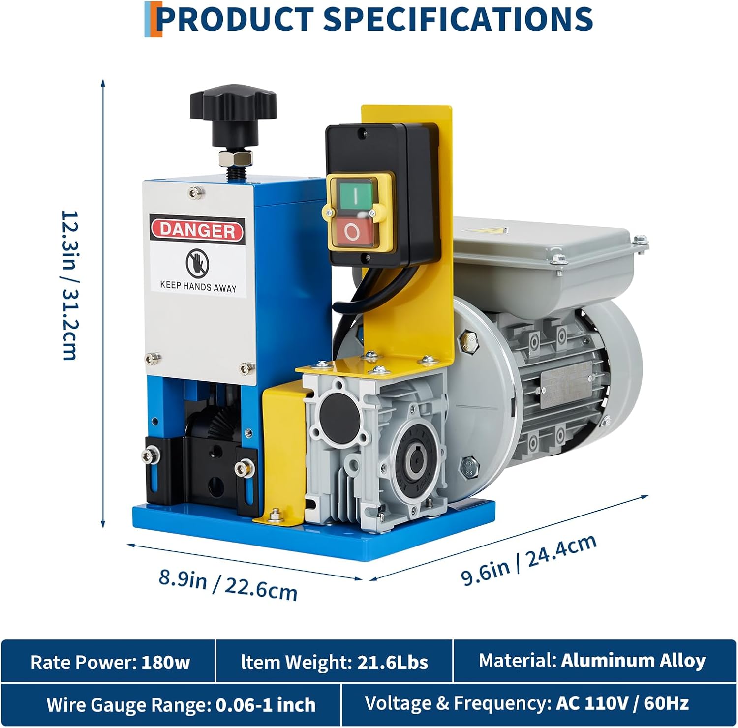 Electric Wire Stripper Machine 1.5-25mm, Aluminum Alloy Wire Stripping Machine for Copper Recycling, Single Channel Cable Stripper