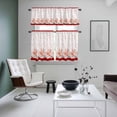 thumbnail image 4 of Red Coastal Shell Kitchen Curtains Sets for Windows 24 Inch Length, Nautical Seahorse Coral Stripes Rod Pocket Window Treatments Tier Curtains and Valances Set for Bedroom/Bathroom, 4 of 8