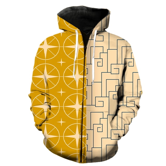 Sudadera con capucha y cremallera con estampado abstracto para hombre, estilo hip hop, informal, de gran tamaño, con estampado 3D, manga larga, divertida, para adolescentes, gran oferta 2024