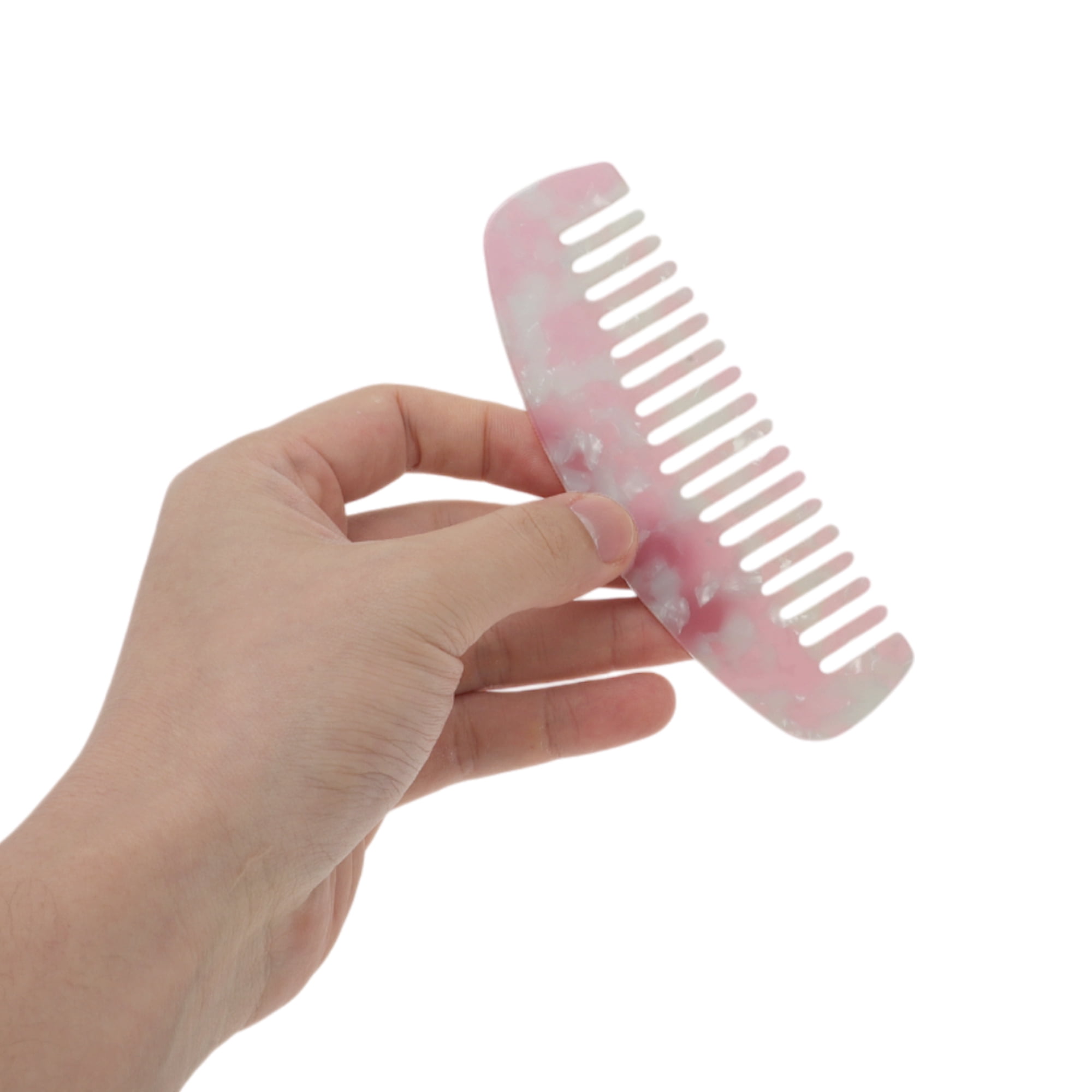 Unique Bargains 1 Pc Marble Hair Comb Designed for Making hair Smooth Pink, White