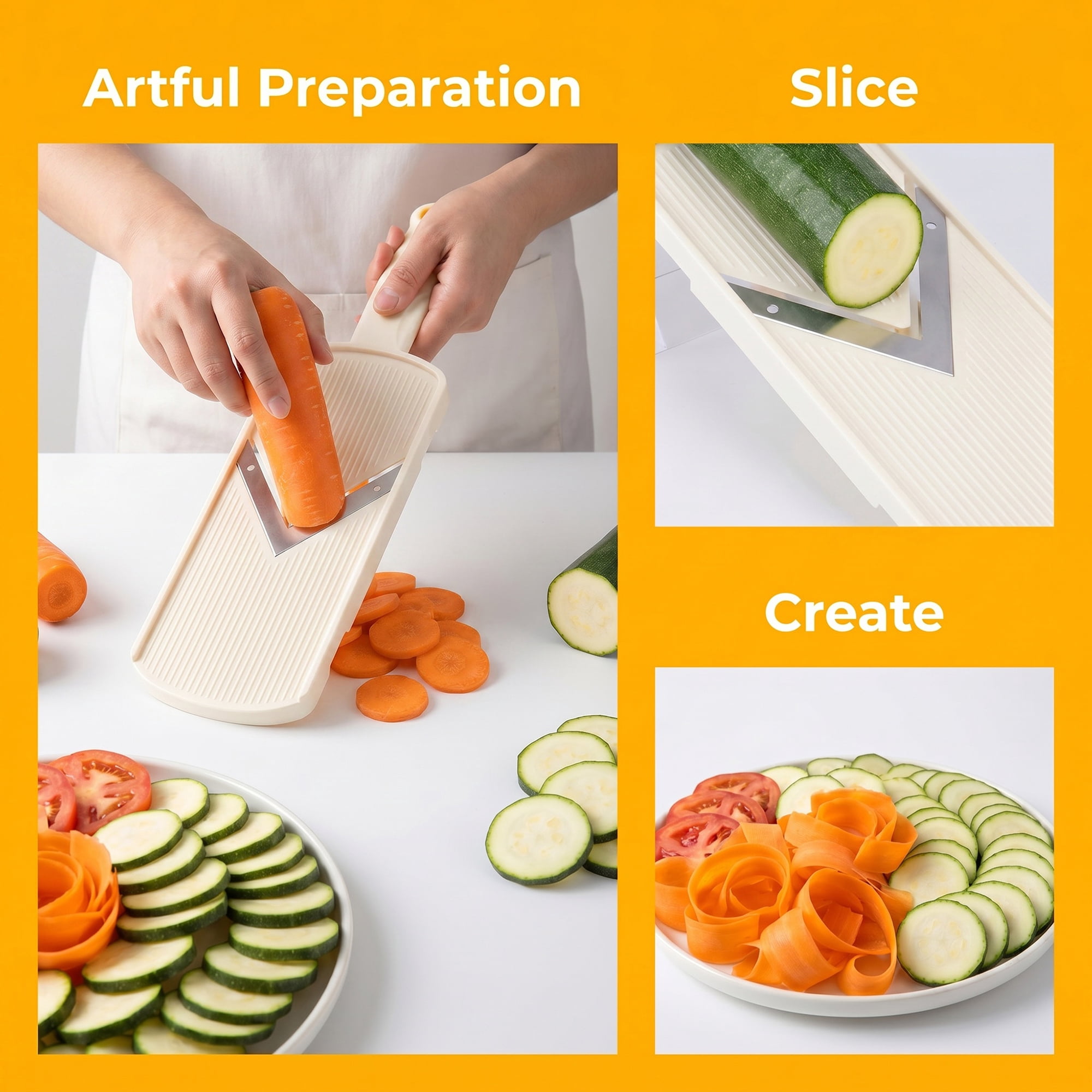 Unique Bargains Multifunctional Mandoline Slicer & Chopper for Kitchen White 12"x3.3"