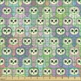 thumbnail image 2 of Ambesonne Owl Fabric by the Yard Upholstery, Repeating Night Birds Pattern, 2 Yards, Pale Green Almond Green, 2 of 5