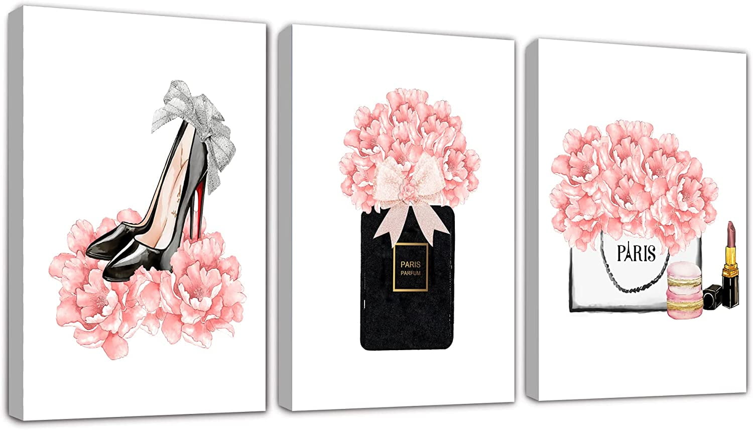 Glam Hot Pink Fashion Wall Decor Rose Gold Girly Office Decor Beauty