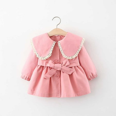 

SYNPOS 2-5T Toddler Baby Girl Spring Double Breasted Belted Trench Coat Windbreaker Outerwear