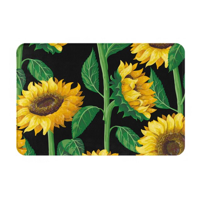 Balery Sunflower 1 Felpudo de franela, resistente a las manchas y a la decoloración, para uso interior y exterior, fácil de limpiar, 40 x 60 cm