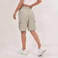 thumbnail image 4 of Summer Cargo Shorts for Women Bermuda Quick Dry High Waisted Drawstring Knee Length Plus Size Ladies Hiking Shorts with Pockets, 4 of 6