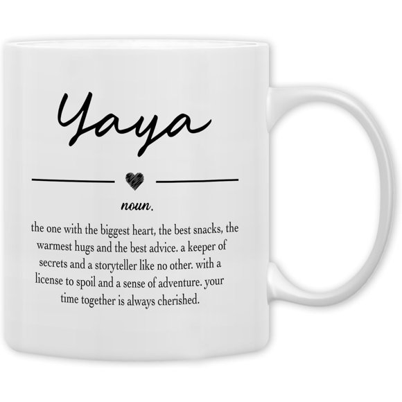 Yaya Gifts Coffee Mug, Gifts for Yayas Grandma from Grandkids Grandchildren, Grandma Coffee Mug, Mothers Day Mugs Tea Cup Gift for GrandmaYaya, Yaya Definition CoffeeCup Ceramic 11oz
