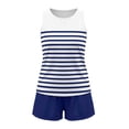 thumbnail image 7 of Zynoxe Two Piece Sets for Women Casual Striped Tank Tops and Drawstring Shorts Lounge Sets with Pockets Trendy Loose Summer Beach Vacation Outfits Blue S, 7 of 7