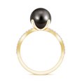 thumbnail image 3 of Black Pearl Solitaire Ring 925 Sterling Silver Tahitian Pearl Moissanite Statement Ring Womne's Wedding Anniversary Yellow Gold Plated Ring, 10MM ring Size: 8, 3 of 4