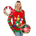 thumbnail image 5 of Joyfy LED Light Up Ugly Christmas Sweaters Women Men Couples, Ugly Christmas Sweater with Light Bulbs, Xmas Tree Holiday Sweater, Crewneck Long Sleeve Knitted Pullovers 2025（Red), 5 of 7