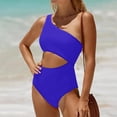thumbnail image 5 of One Piece Bathing Suit for Women One Shoulder Swimsuit Tummy Control Cutout Padded Swimwear Royal Blue S, 5 of 5